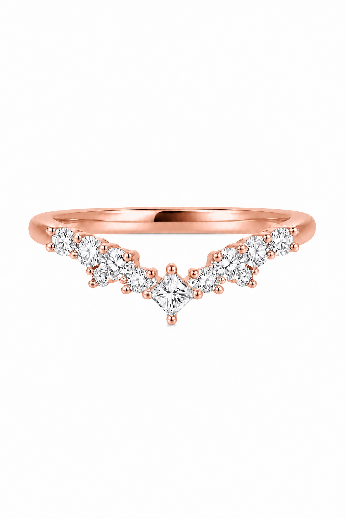 The Chevron | V-Contour Diamond Stacking Band