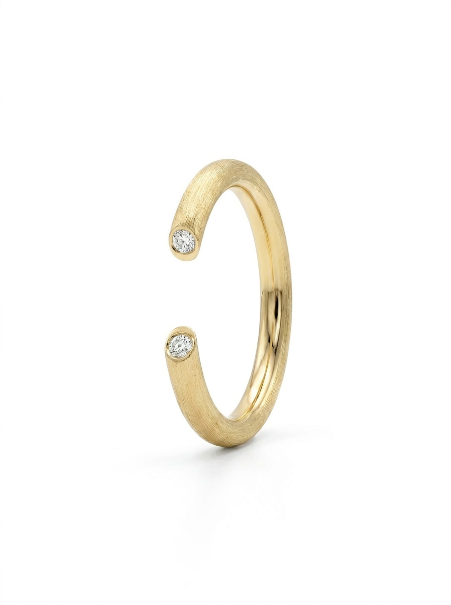 The Echo satin-brushed gold open cuff ring detail