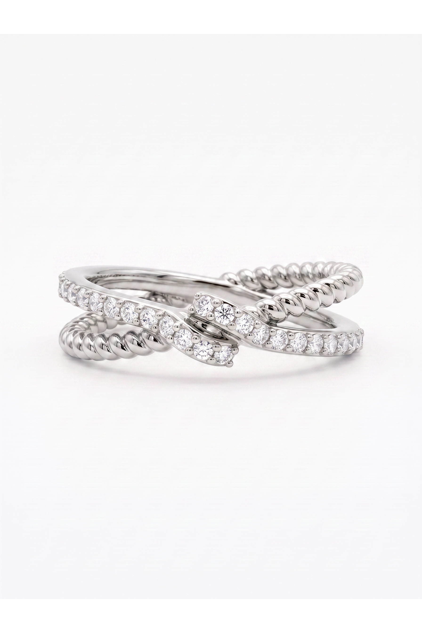 The Entwined | Two-Path Crossover Diamond Ring