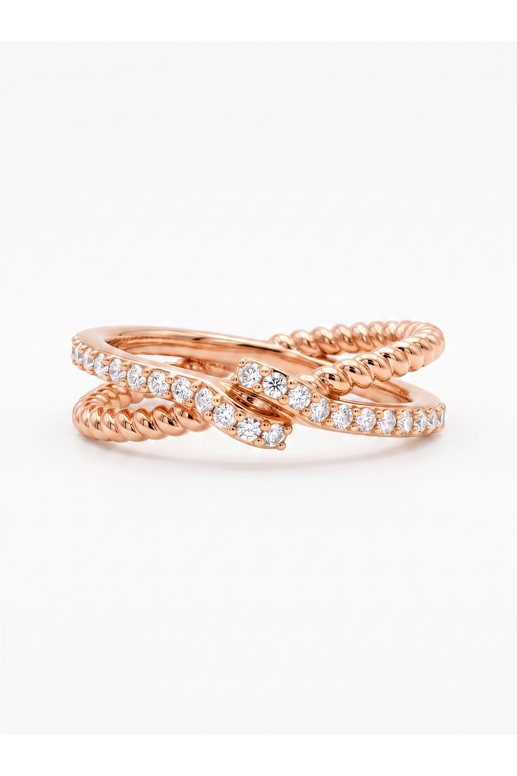The Entwined | Two-Path Crossover Diamond Ring