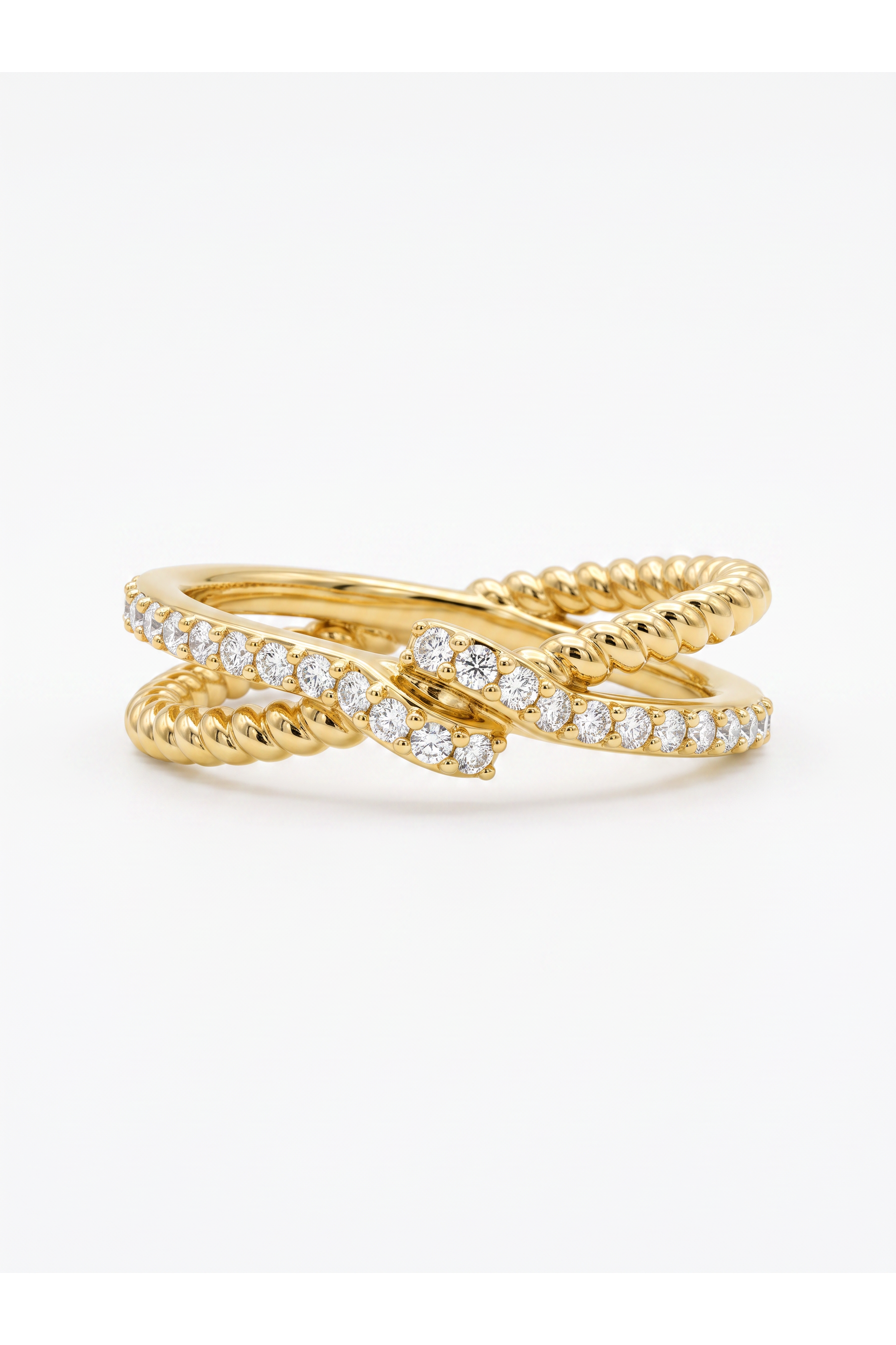 The Entwined | Two-Path Crossover Diamond Ring