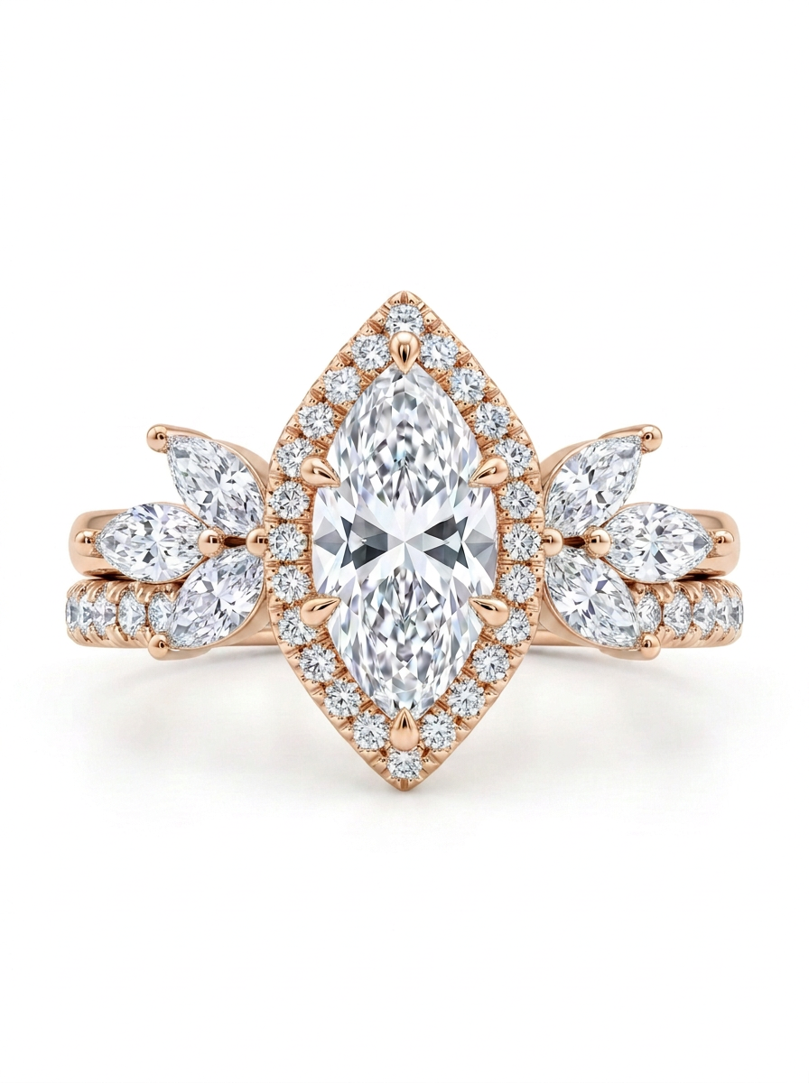 The Marquise Crown Suite | Two-Piece Marquise Ring Jacket Bridal Set