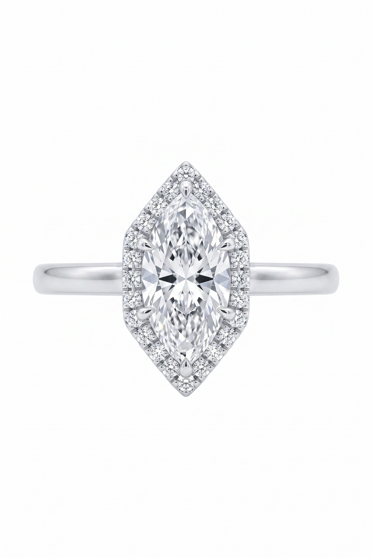 The Marquise Halo | Classic Smooth Band Diamond Ring