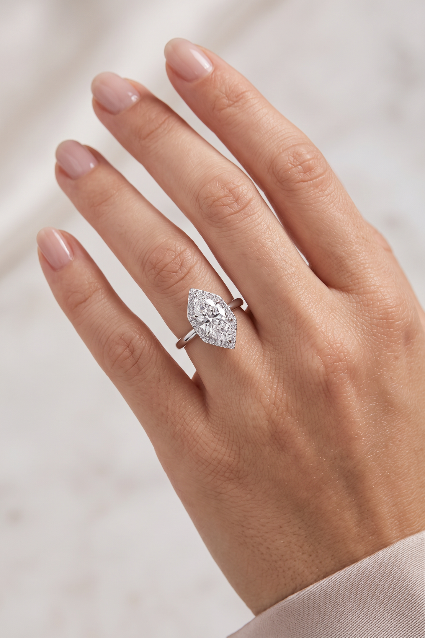 The Marquise Halo | Classic Smooth Band Diamond Ring