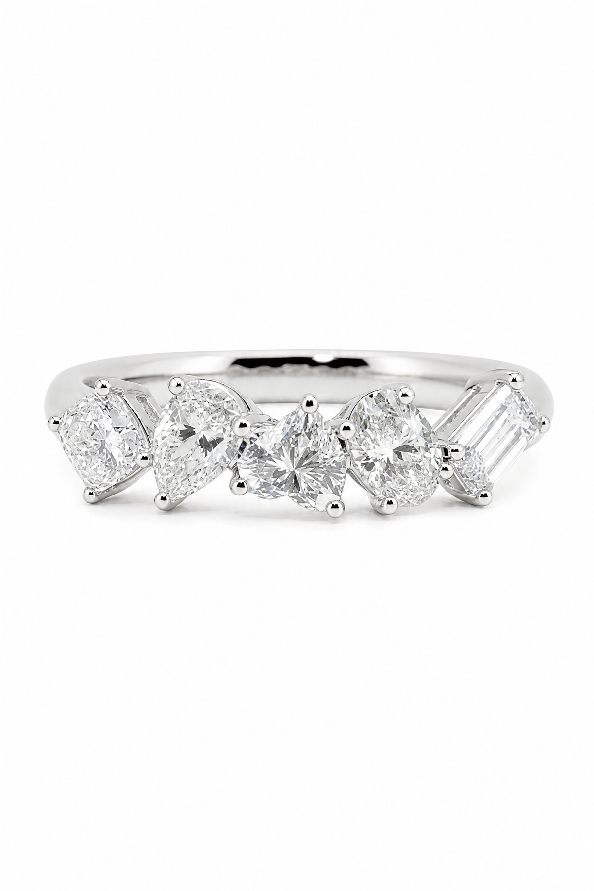 The Multi-Cut eclectic five-stone lab-grown diamond band — by Highline Diamond