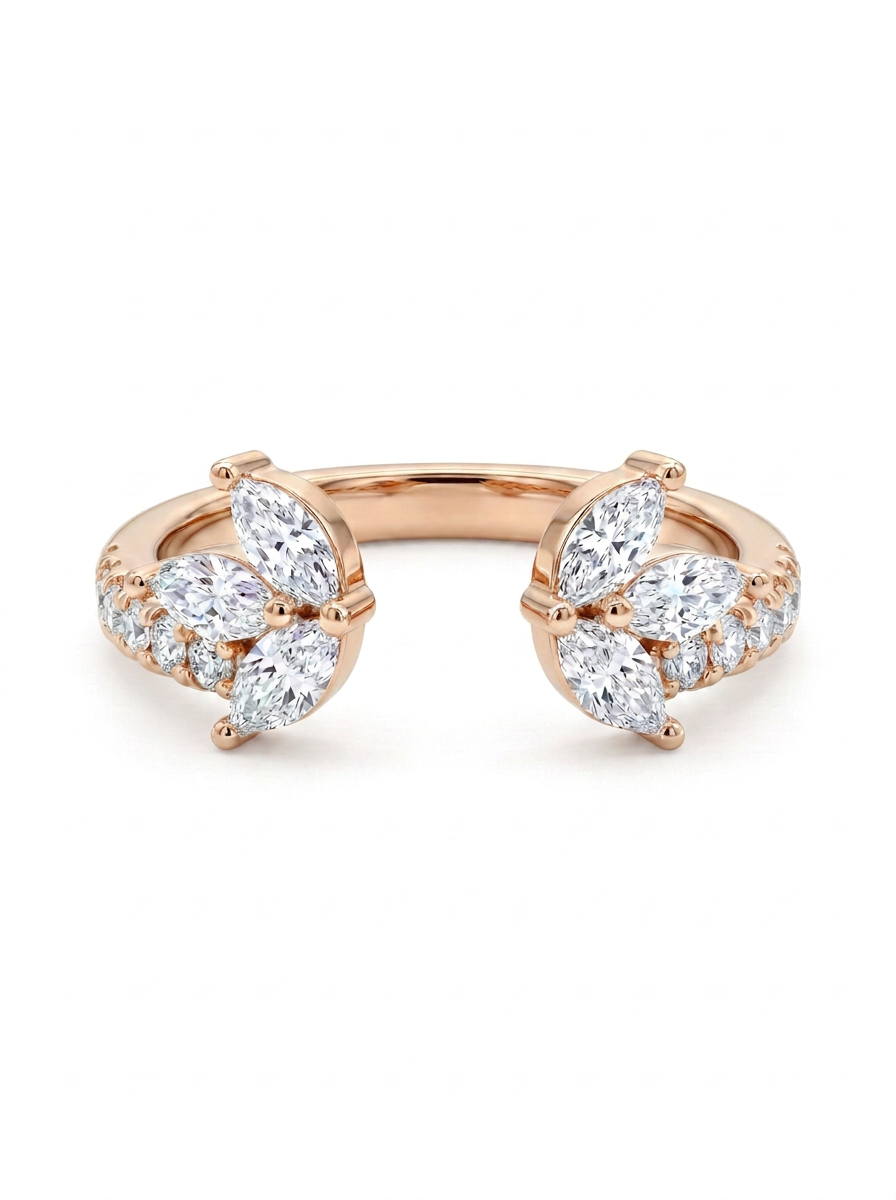 The Open Laurel | Marquise Cluster Open Wedding Band