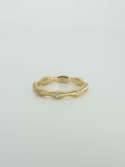 The Bamboo hand-brushed gold stacking ring video