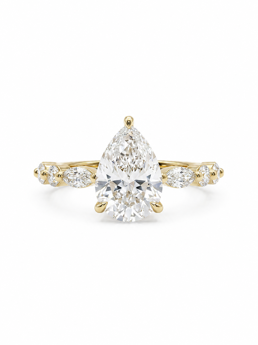 The Rain pear diamond and marquise vine ring
