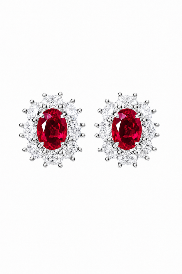 The Lab-grown Ruby  | Oval Ruby Starburst Stud Earrings · Set of 2