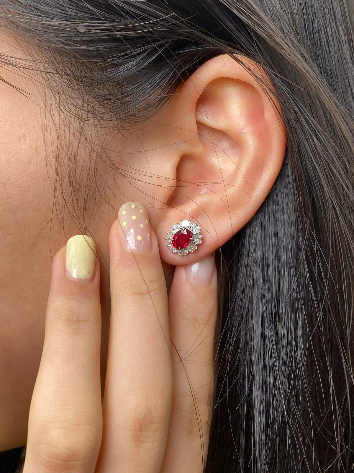 The Ruby Bloom | Oval Ruby Starburst Stud Earrings · Set of 2