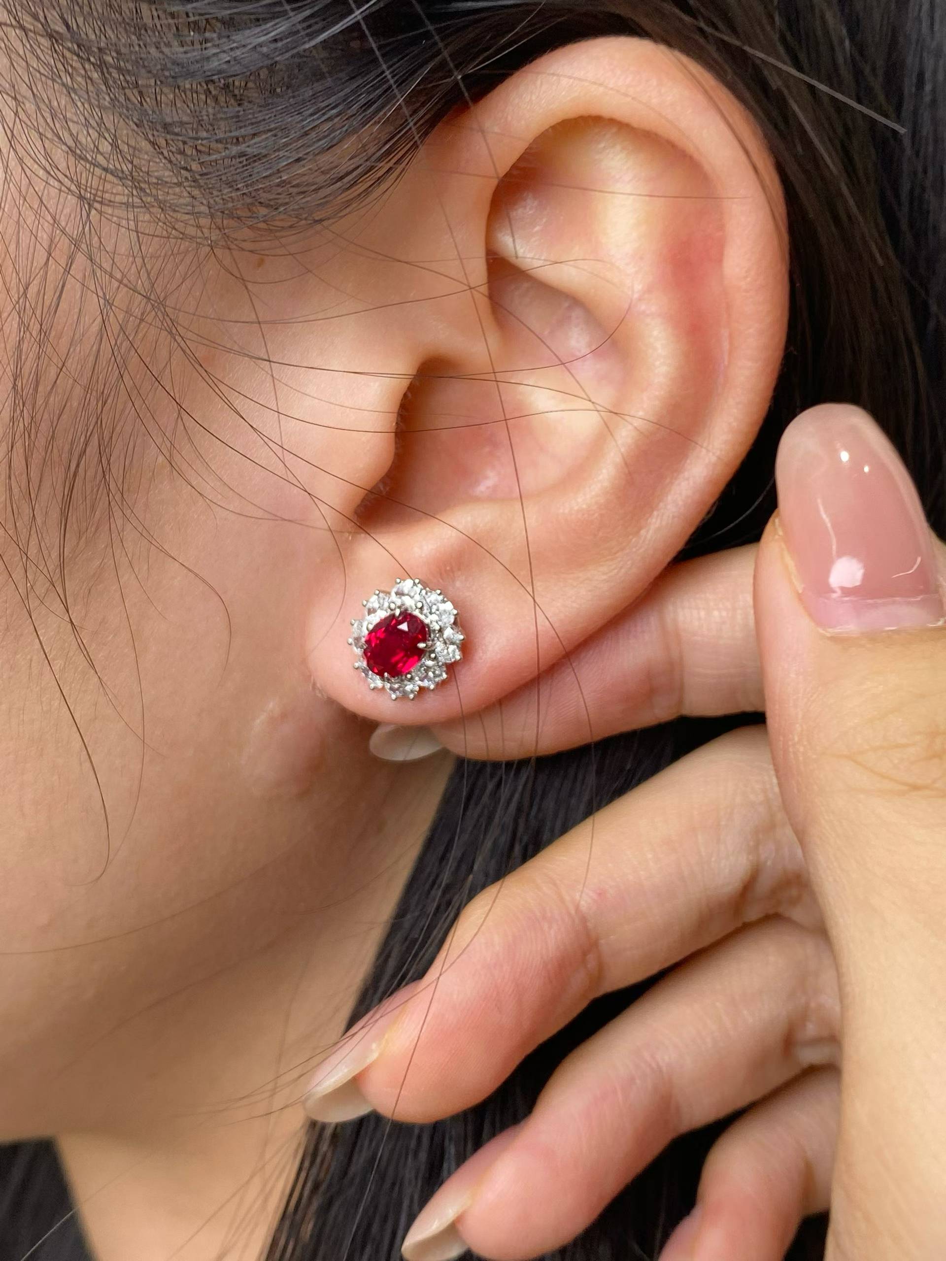 The Ruby Bloom | Oval Ruby Starburst Stud Earrings · Set of 2