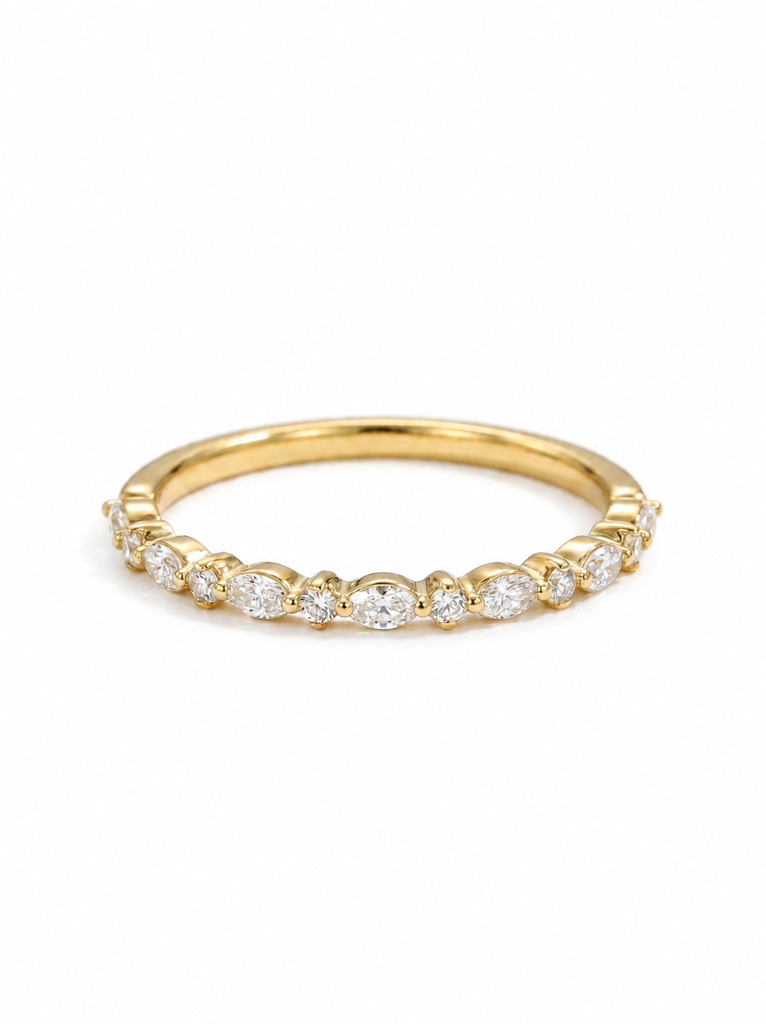 The Starlight marquise and round diamond stacker in gold