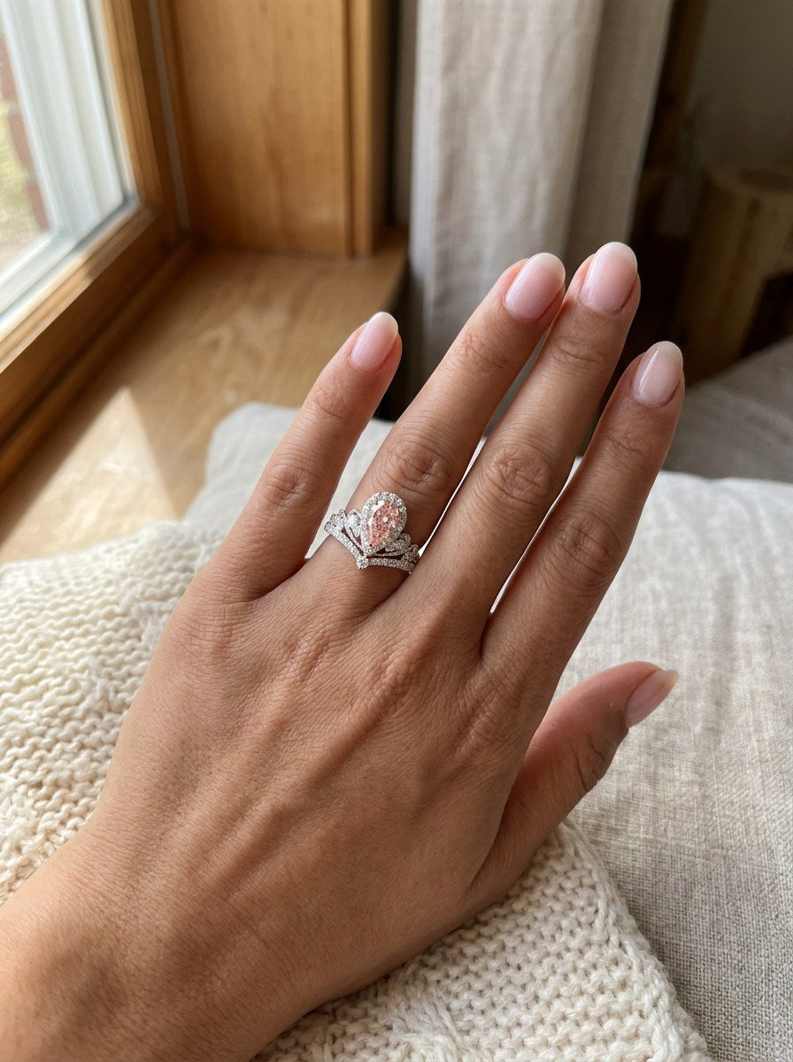 The Coronet | Integrated Royalty Pink Pear Ring