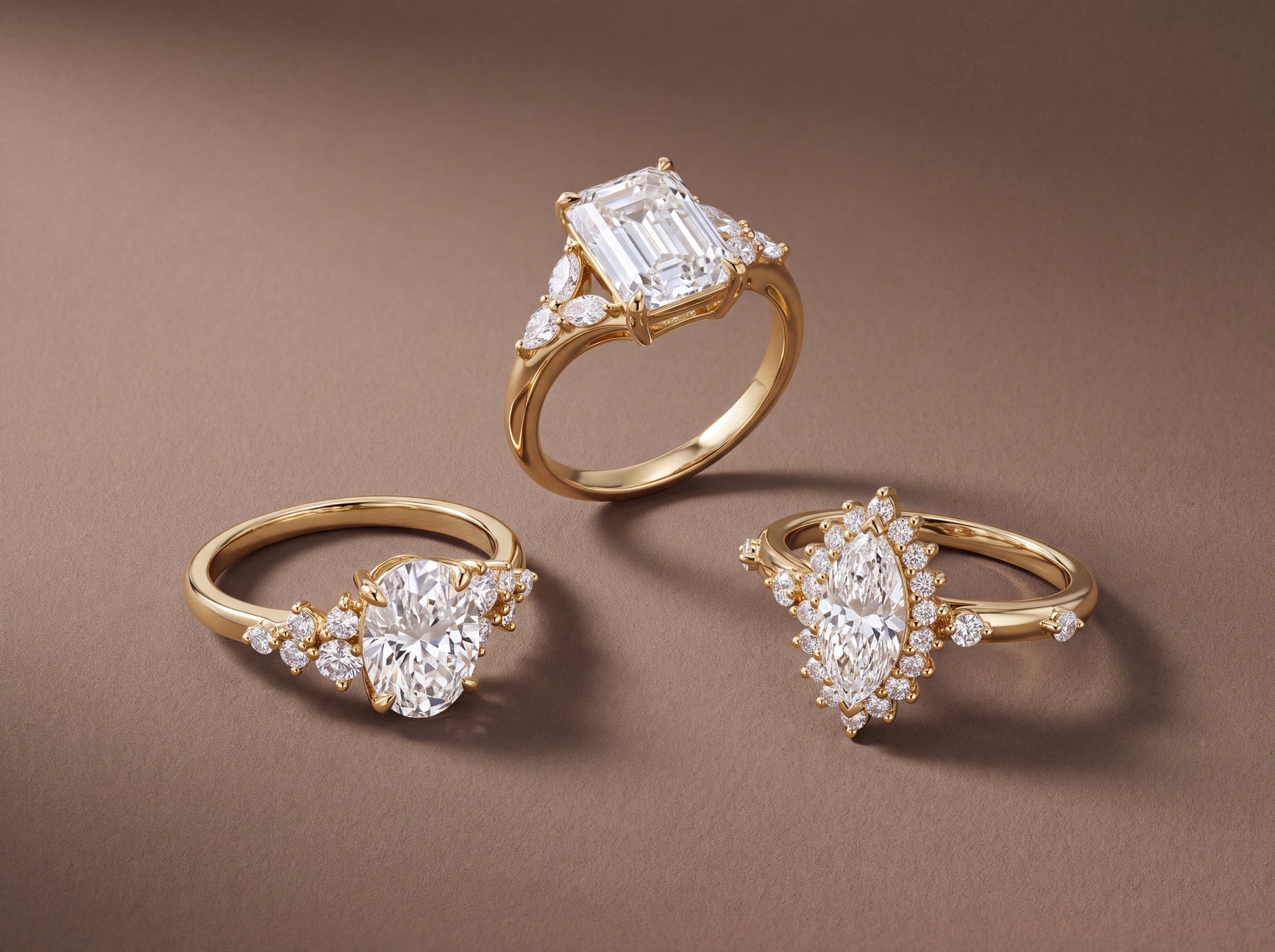 Highline Diamond engagement rings crafted in gold with lab-grown diamonds